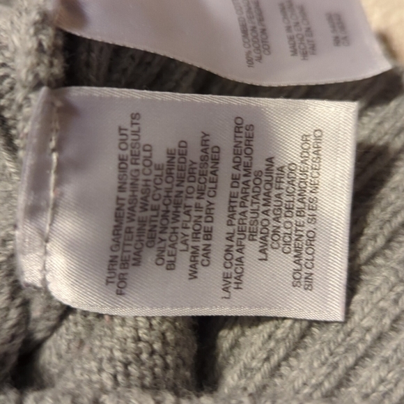 JONES New York Small Gray v-neck sweater ribbed sleeves waist faux pockets - Picture 10 of 12